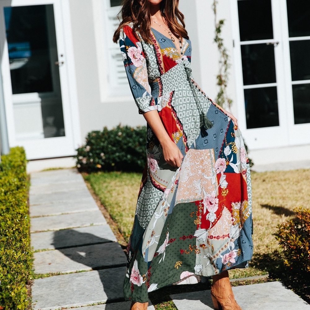 MARNIE PRINT INDIANA MIXED MAXI DRESS JAASE BOUTIQ - Picture 2 of 8